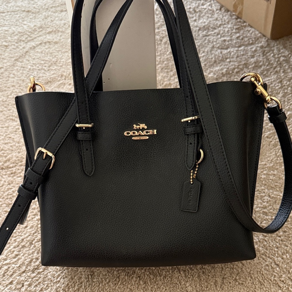 Coach Black Pebbled Leather Satchel with Gold Hardware